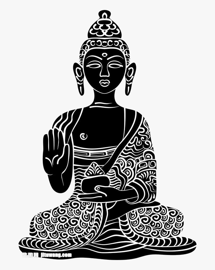 Buddhahood Buddhism Drawing Silhouette - Buddhism Black And White Png, Transparent Png, Free Download