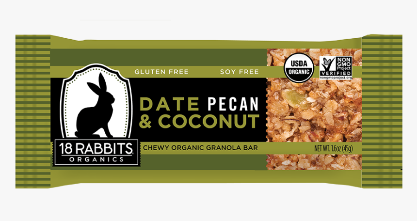 Date, Pecan & Coconut, Organic Granola Bar - 18 Rabbits, HD Png Download, Free Download