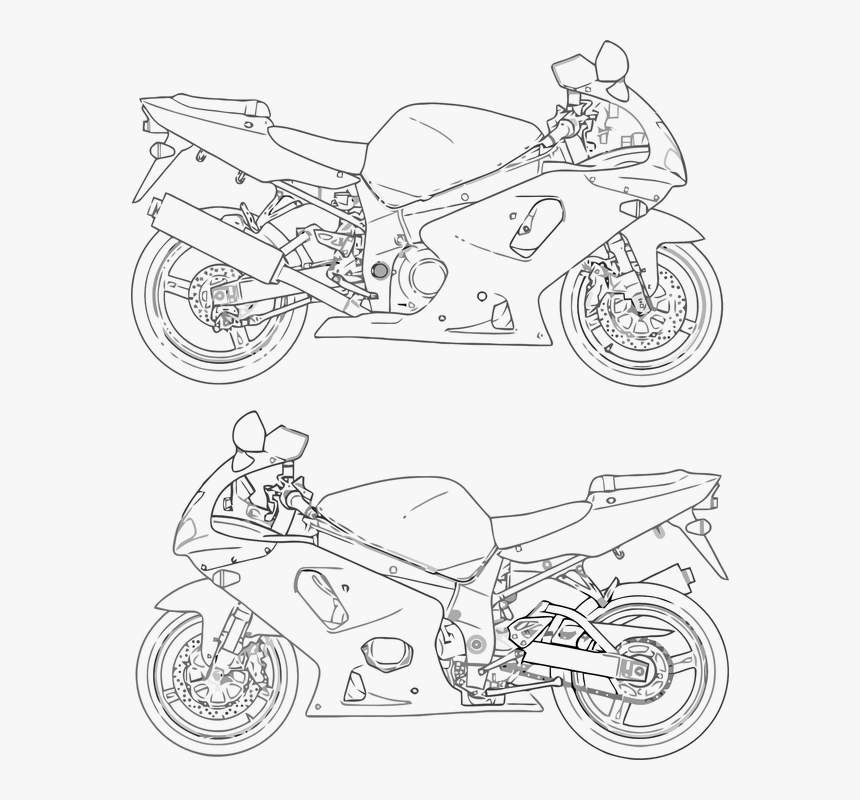 Transparent Bike Racing Clipart - Motorcycle Outline Vector Free, HD Png Download, Free Download