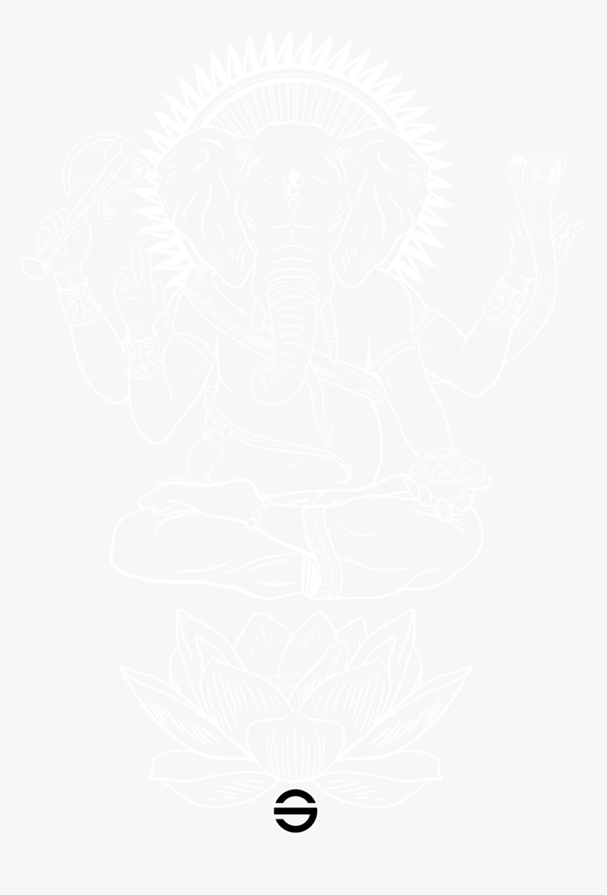 Ganesh White Outline Transparent Background W - Illustration, HD Png Download, Free Download