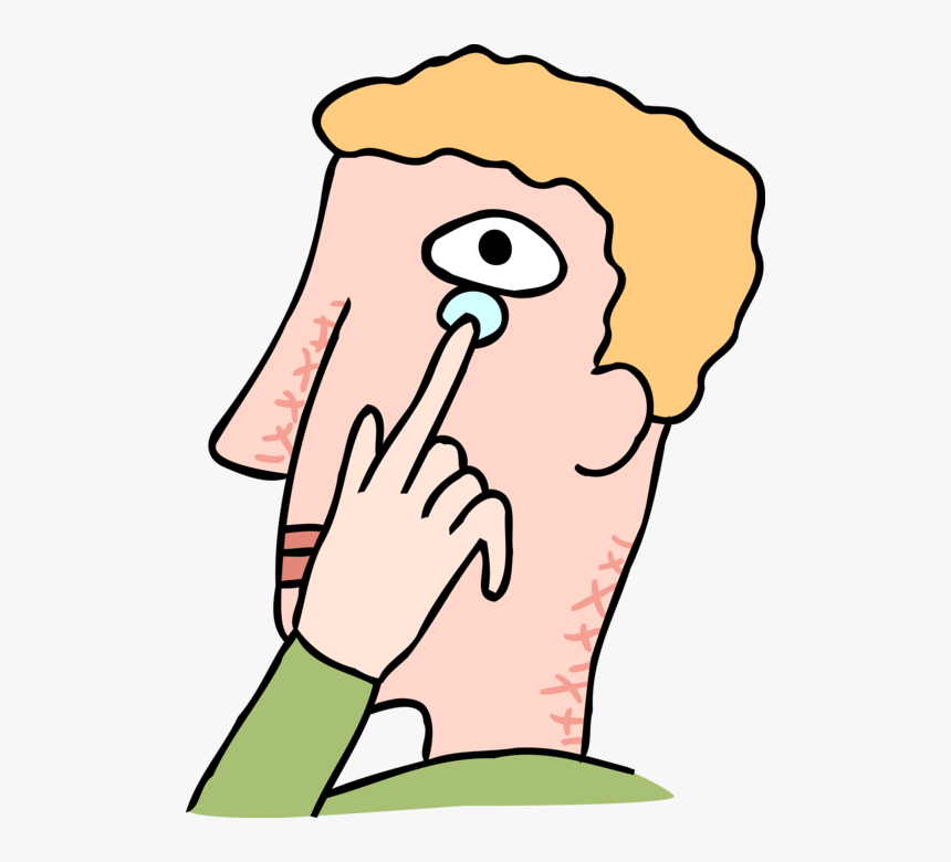 Vector Illustration Of Finger Putting In Contact Lens - Contact Lens Cartoon Png, Transparent Png, Free Download