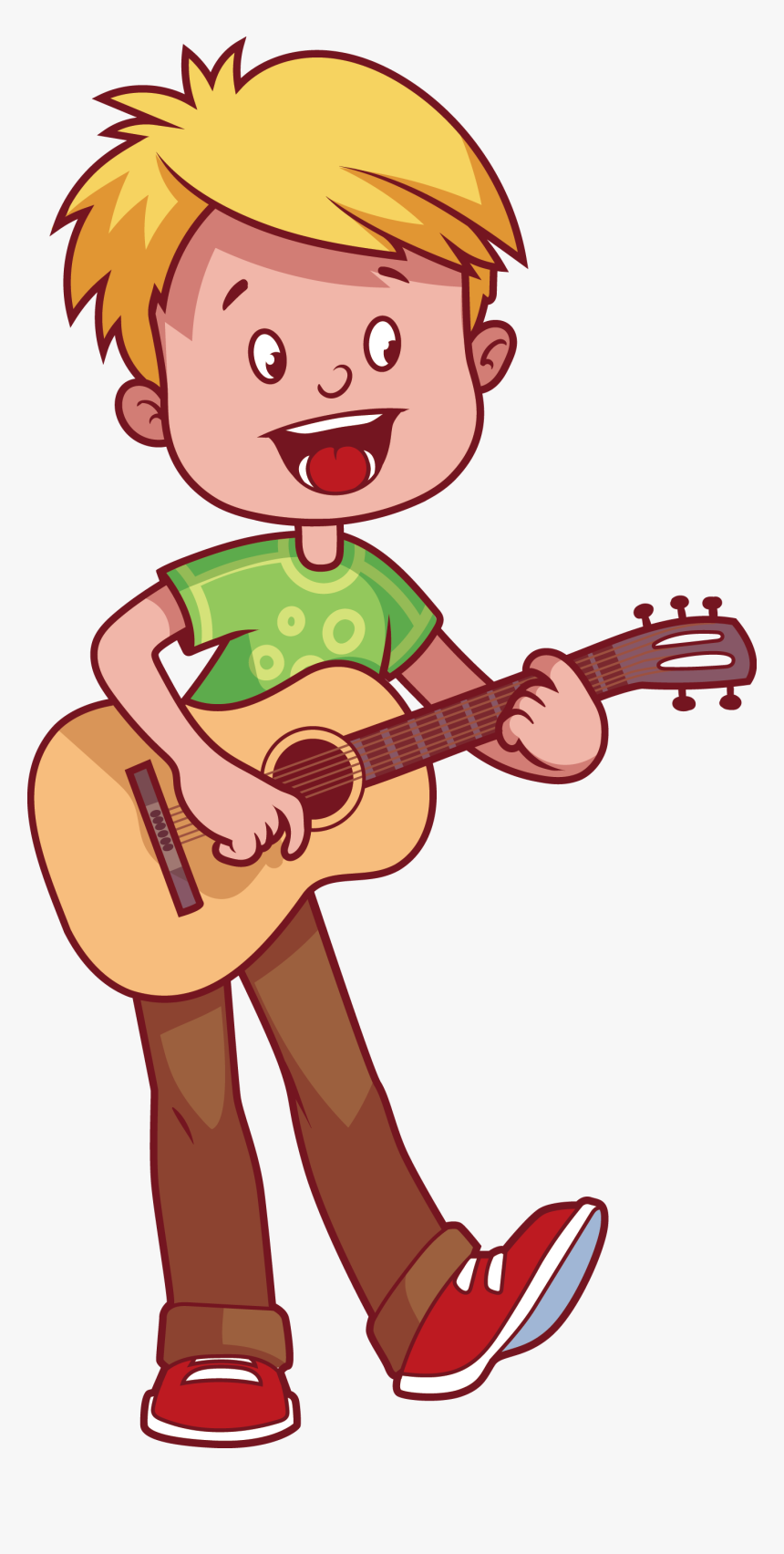 Boy Playing Guitar Clipart - Play The Guitar Drawing, HD Png Download, Free Download