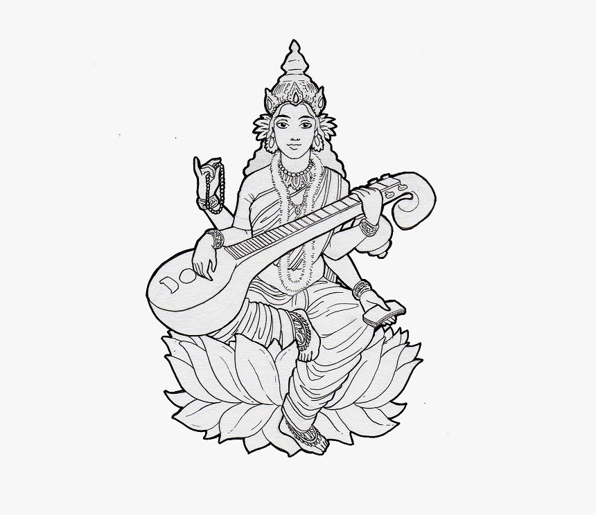 Saraswati Mata Ki Sketch, HD Png Download, Free Download