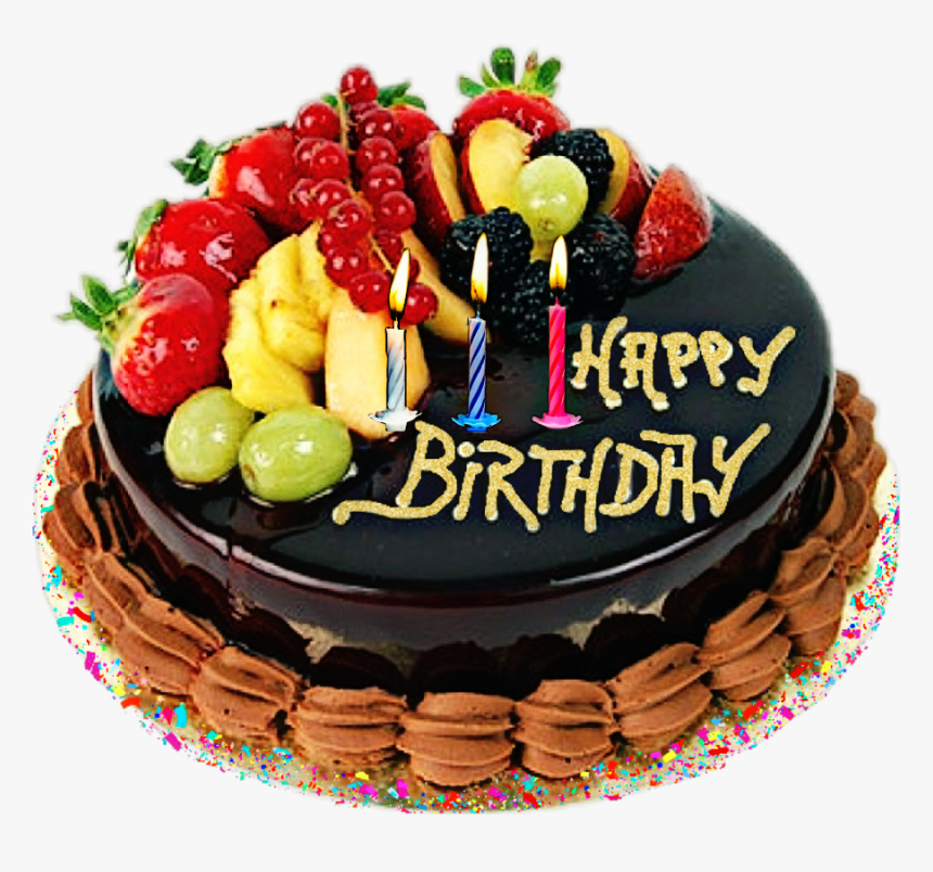 #happy Birthday Cake #candles #fruit - Happy Birthday July 9, HD Png Download, Free Download