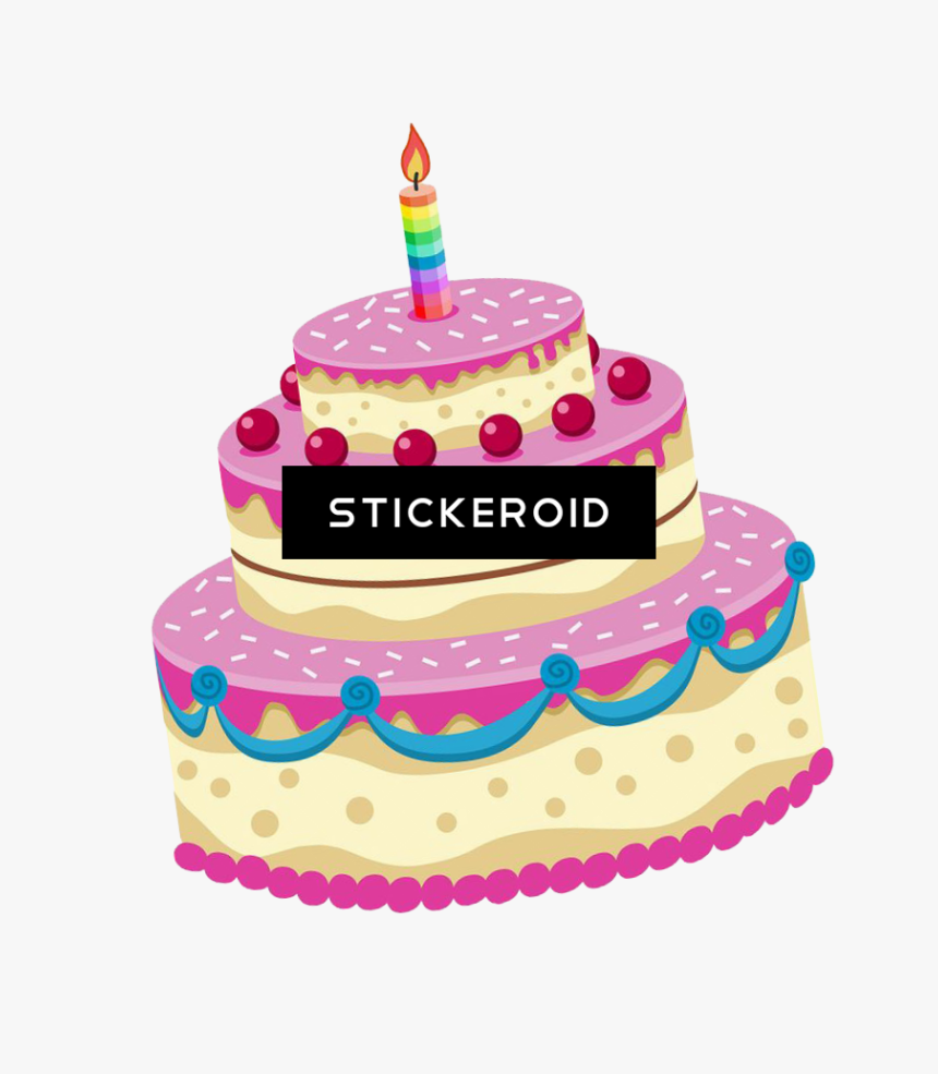 Happy Birthday Cake Stickers , Png Download - Transparent Background Birthday Cake Clipart, Png Download, Free Download