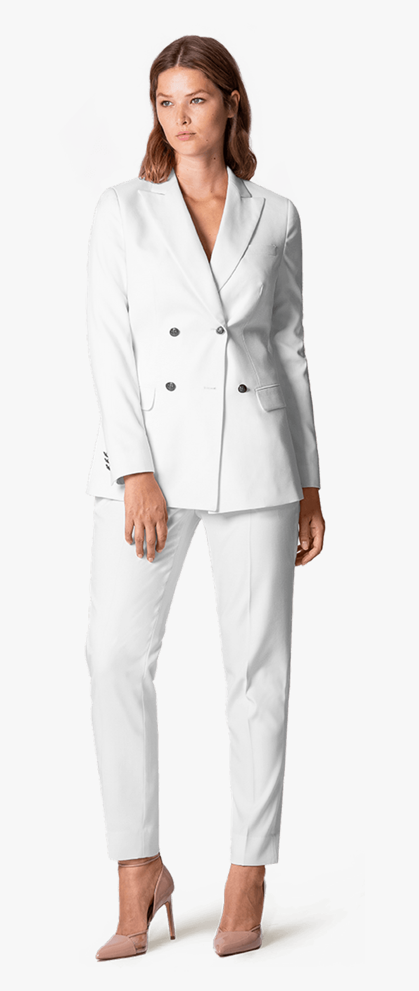 Plus Size White Double Breasted Linensuit - Plus Size White Linen Suit Womens, HD Png Download, Free Download