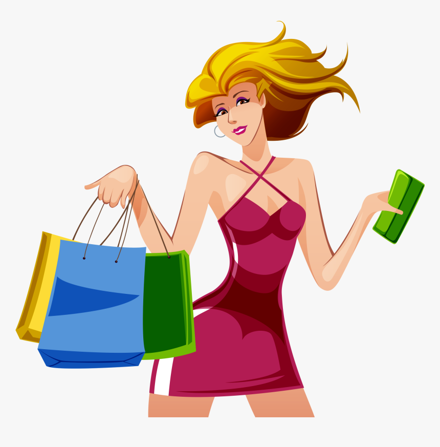 Shopping Transparent Girl Png - Shopping Girls Vector Png, Png Download, Free Download