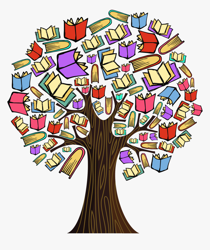 Colourful Book Tree Milk - Tree With Books As Leaves, HD Png Download, Free Download