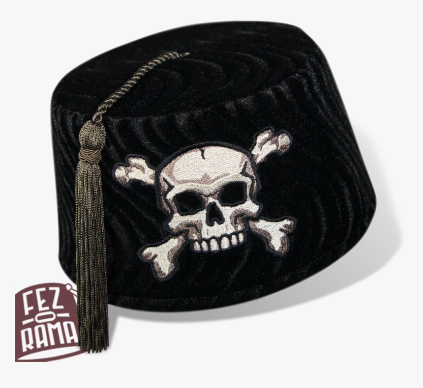 Wearing A Black Fez Hat Emblazoned With Skull, HD Png Download, Free Download