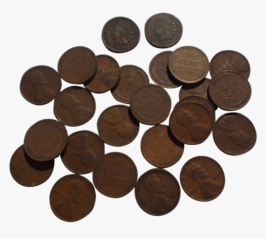 One Half Roll Of Lincoln Wheat Pennies With 2 Indian - Coin 100 Pennies Png, Transparent Png, Free Download