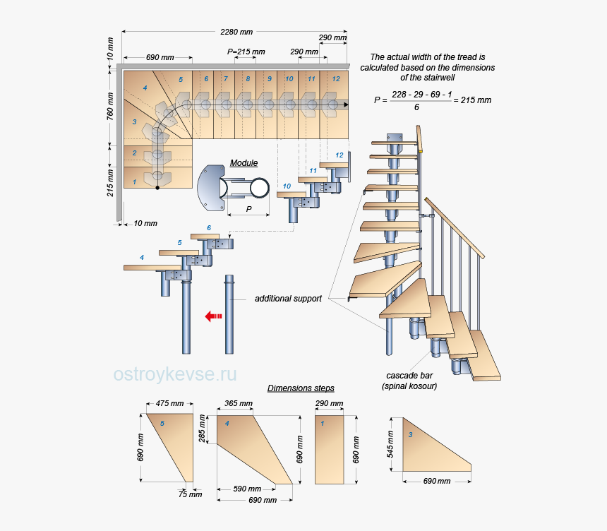 An Example Of The Location Of The Staircase Kompact - Лестница В Частном Доме Размеры, HD Png Download, Free Download