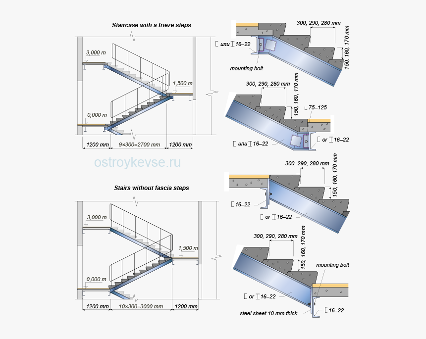 Stairs Made Of Precast Concrete Steps On Steel Stringers - Лестница По Металлическим Косоурам, HD Png Download, Free Download