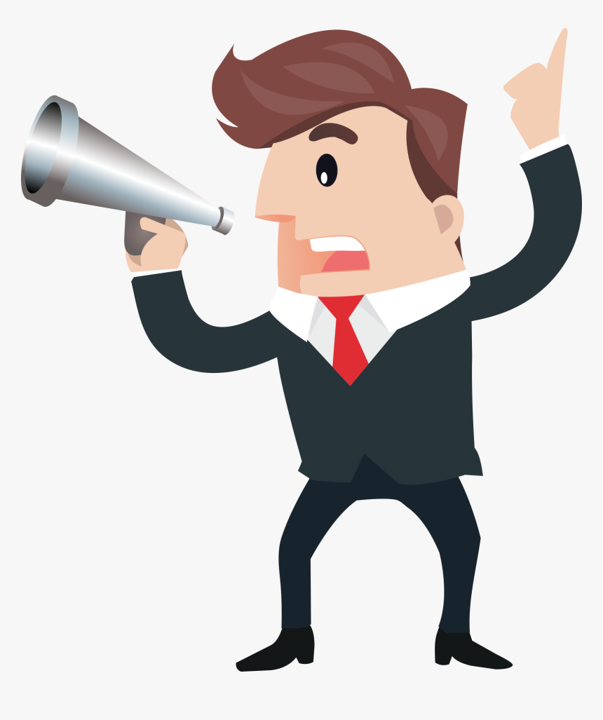 Business Man With A Horn Speech Png Download - Speaker Man Cartoon Png, Transparent Png, Free Download