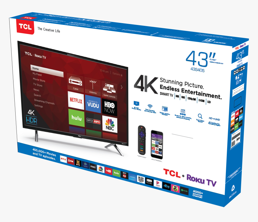 Tcl 43 Inch Roku Tv, HD Png Download, Free Download