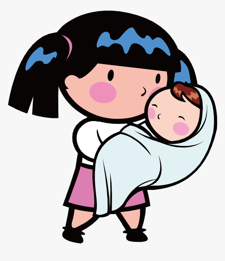 Png Black And White Library Teenage Pregnancy Infant - Girl Holding Baby Clipart, Transparent Png, Free Download