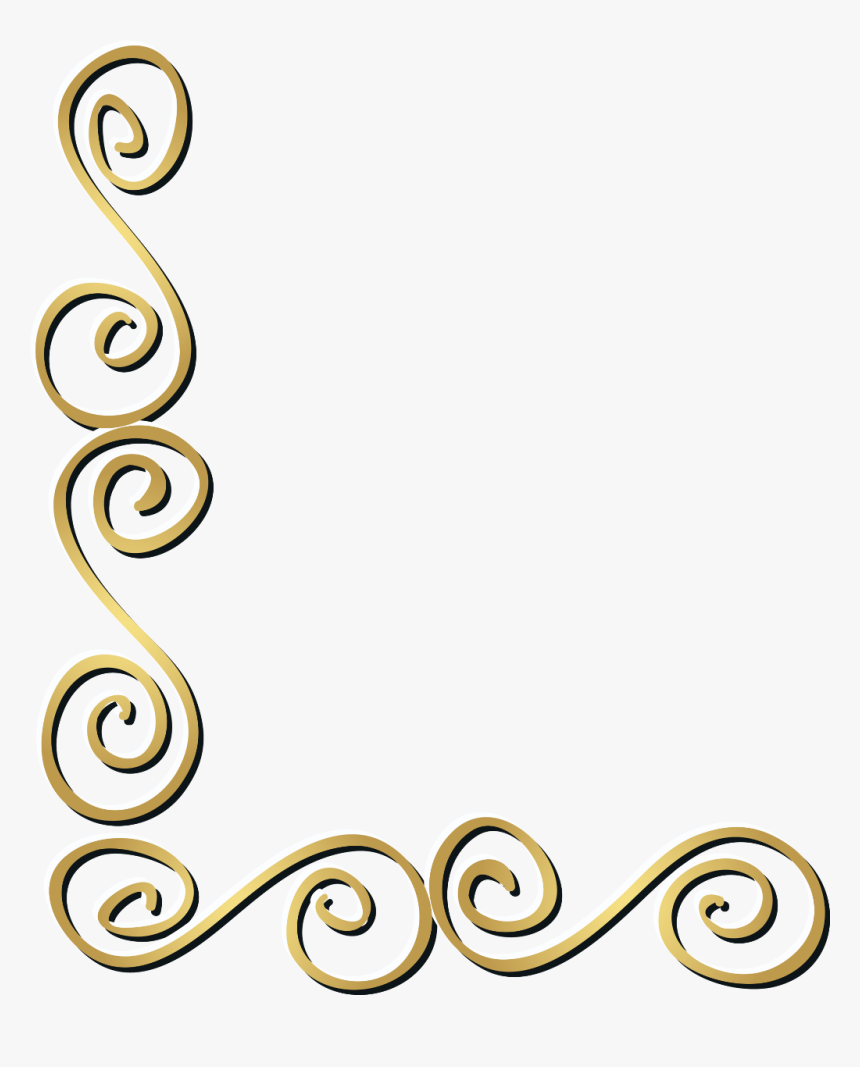 Gold Swirls Corner Frame Border Decor Decoration Decals - Corner Gold Border Png, Transparent Png, Free Download