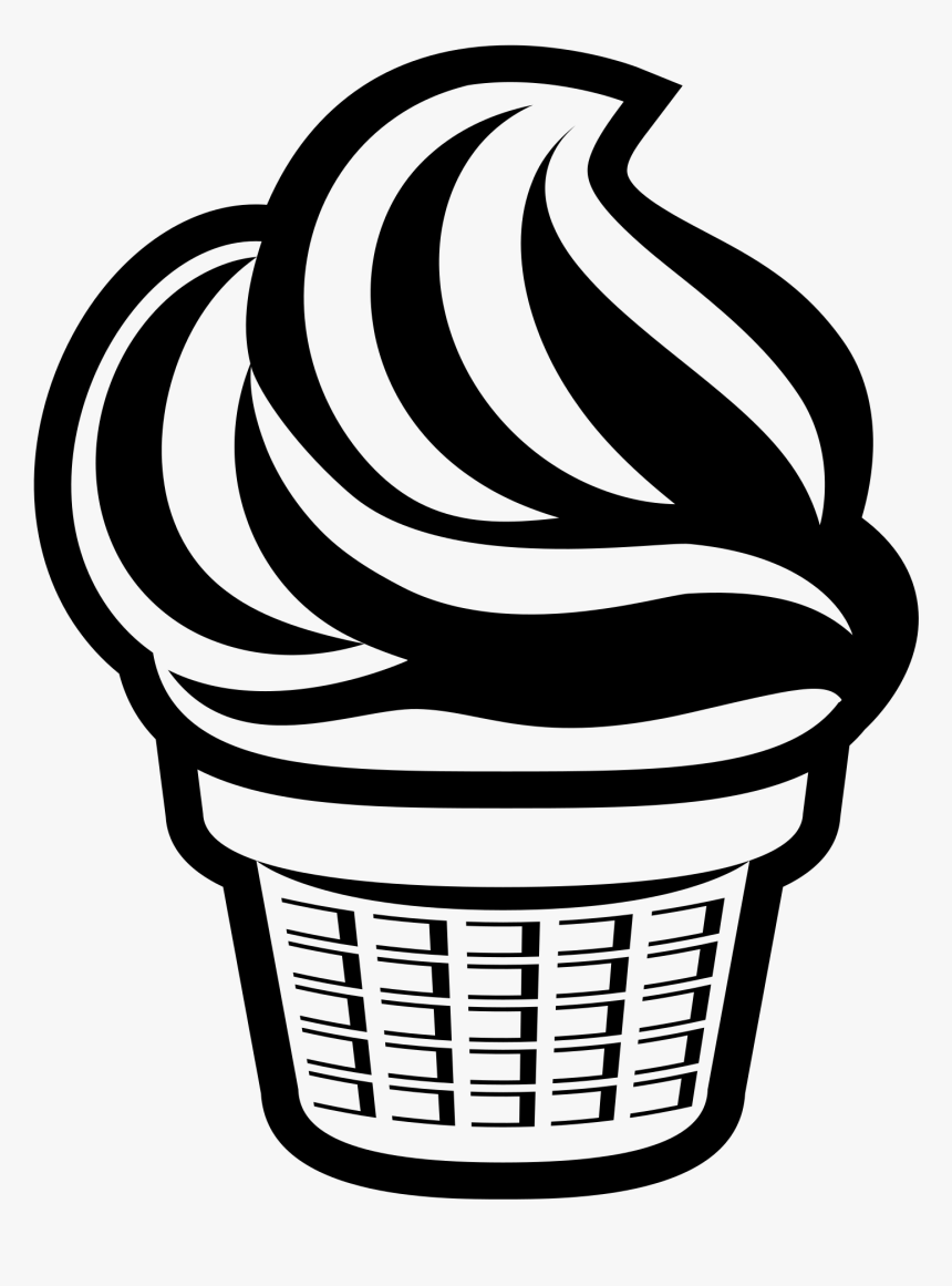 Ice Cream Emoji Black And White , Png Download - Ice Cream Emoji Black, Transparent Png, Free Download