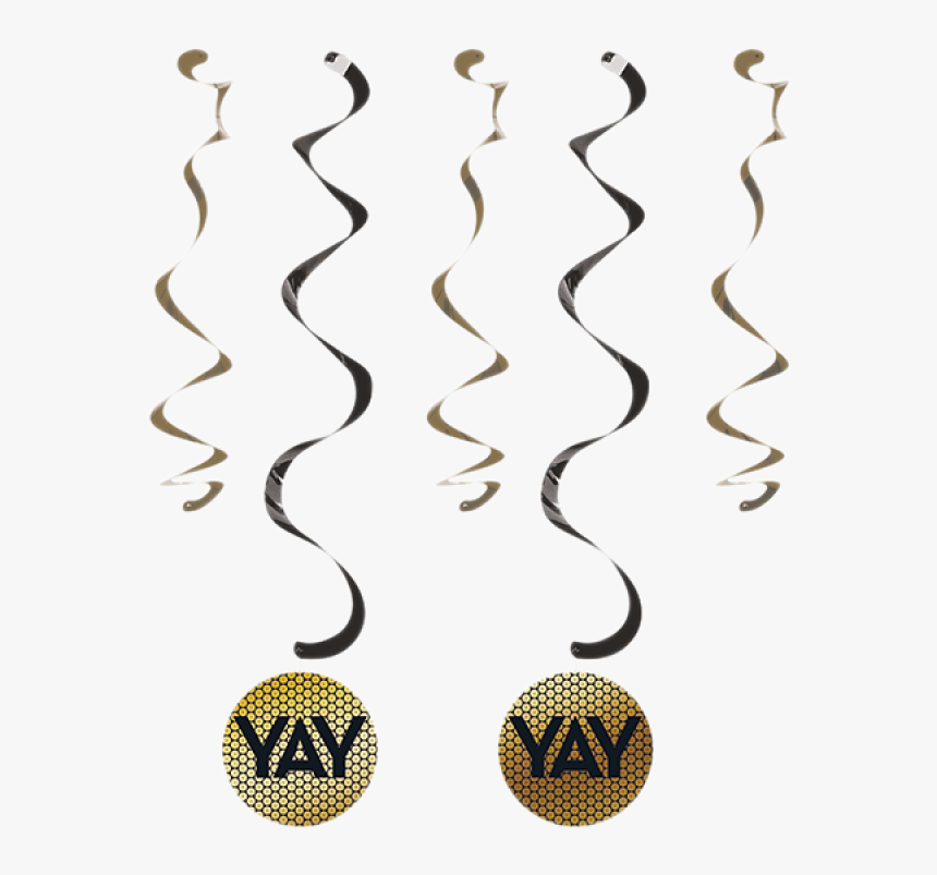 Black & Gold Foil Decor Dizzy Dangler Swirls Yay Hanging, HD Png Download, Free Download