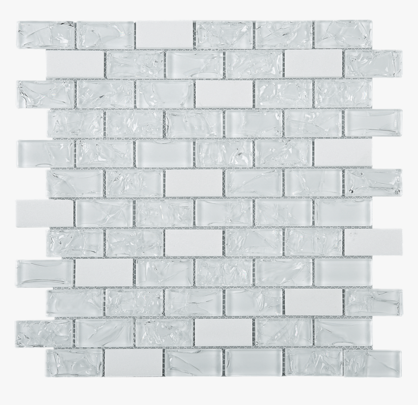 White Brick Pattern Glass & Marble Mesh Mounted Mosaic - Brickwork, HD Png Download, Free Download