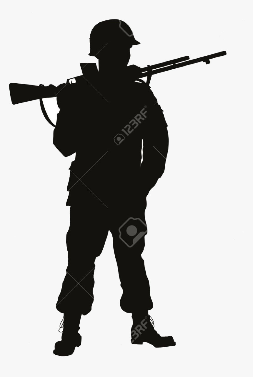 Soldier Indian Clipart Black And White Transparent - World War 2 Silhouette, HD Png Download, Free Download