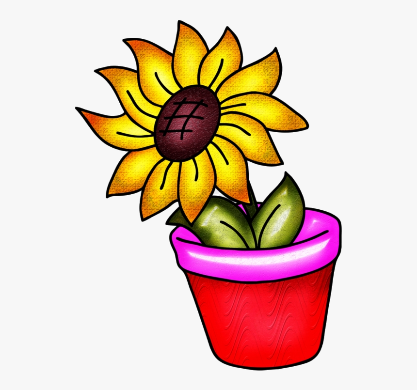 Thinking Of You Clip Art Bouquet Blog Think Flower - Sunflower Clipart In Vase, HD Png Download, Free Download