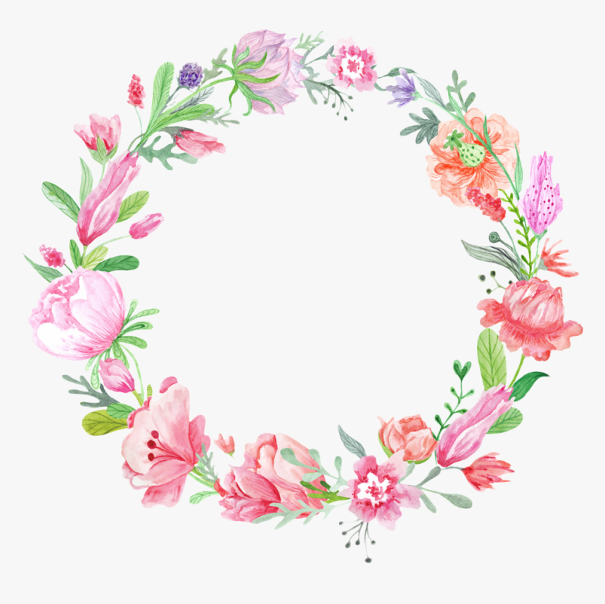 Wreath Flower Wedding Invitation Stock Photography - Flower Wreath Drawing Color, HD Png Download, Free Download