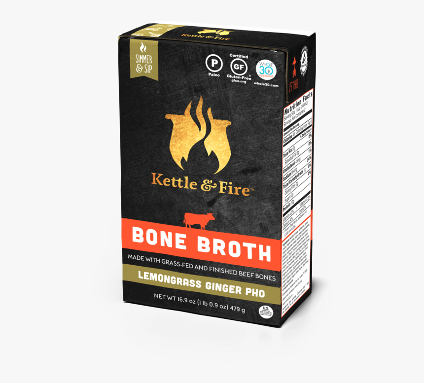 Lemongrass Ginger Pho Beef Bone Broth - Kettle And Fire Mushroom Chicken Bone Broth, HD Png Download, Free Download