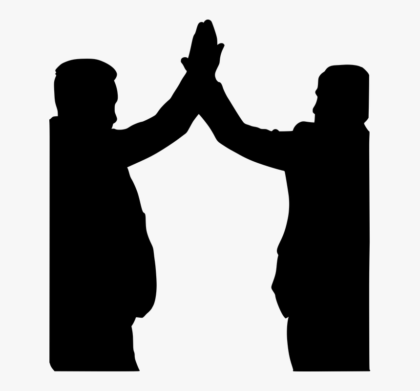 Silhouette, Five, High, Clap, Fist, Hand, Hello, Men - High Five Silhouette Png, Transparent Png, Free Download