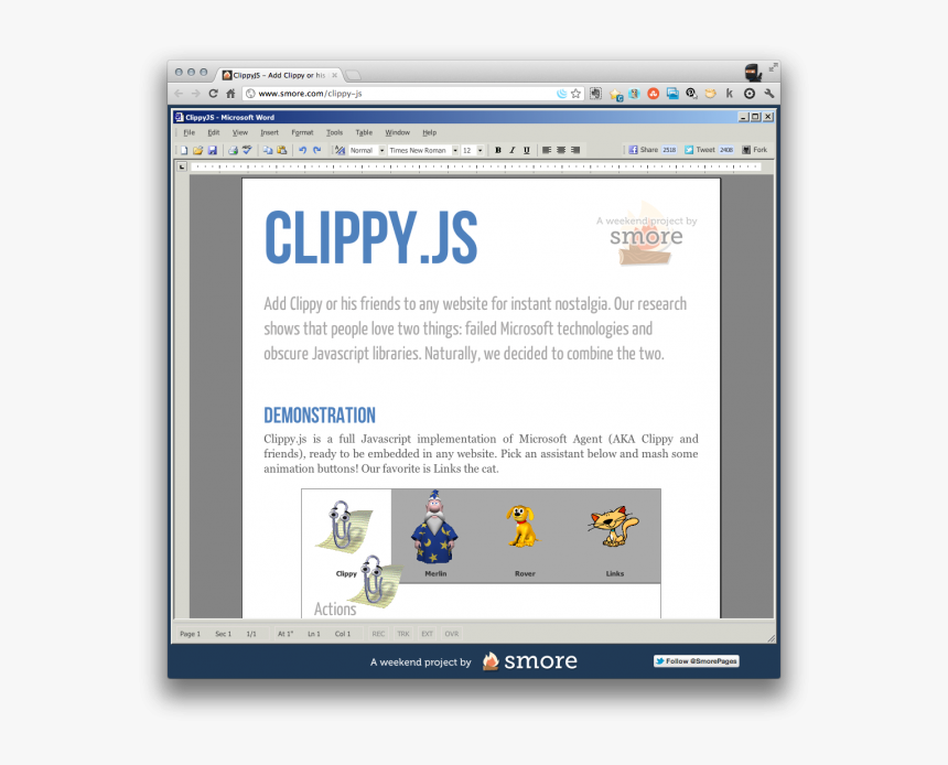 Clippyjs - Help Assistant On Web Page, HD Png Download, Free Download