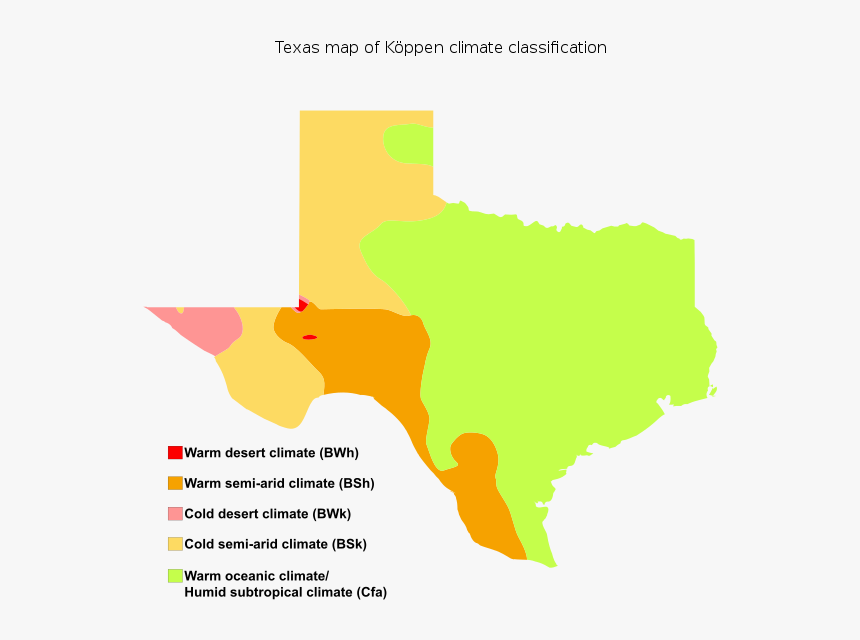 Texas Map Of Köppen Climate Classification - Climate Types In Texas, HD Png Download, Free Download