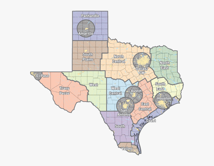 Fftx Region Map - Map Of Texas Markets, HD Png Download, Free Download