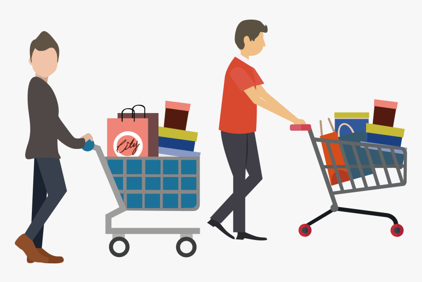 Shopping Flat Design Icon - Man Shopping Cart Png, Transparent Png, Free Download