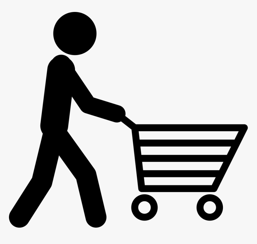 Man Pushing A Shopping Cart Comments - Customer Shopping Cart Icon, HD Png Download, Free Download