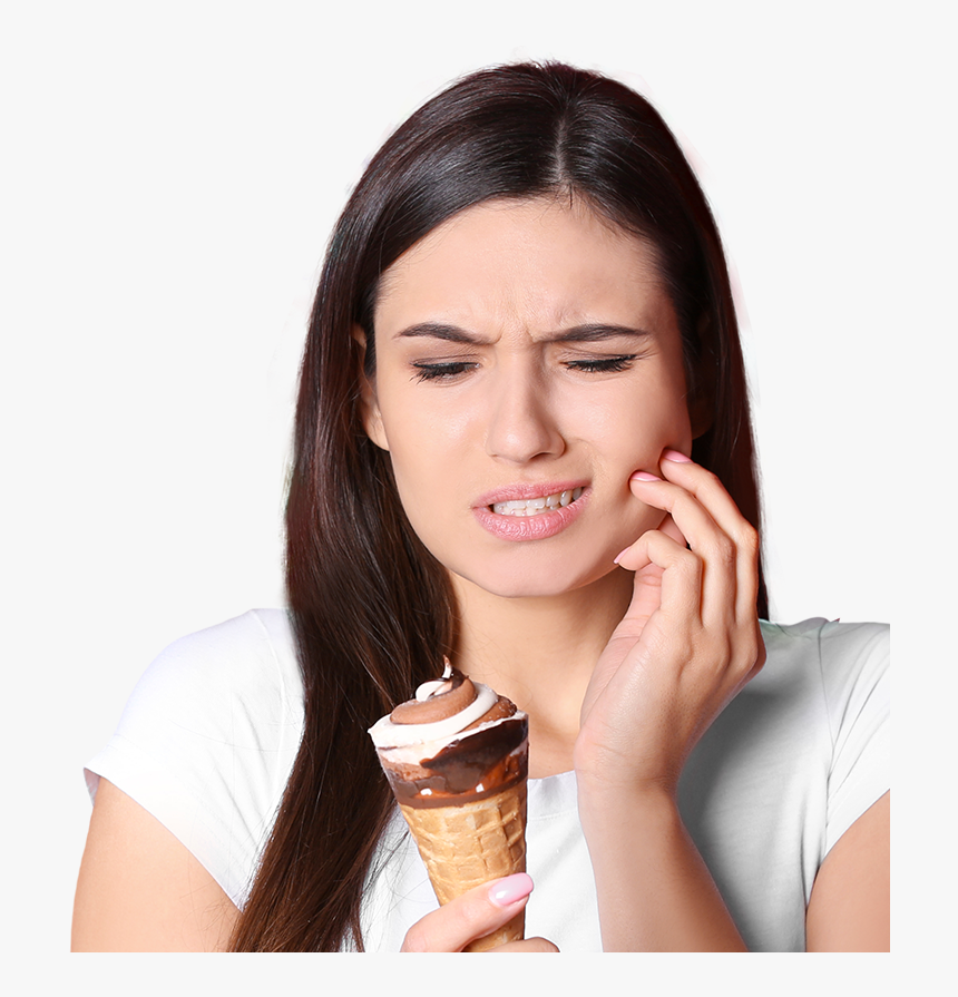 Woman Holding Ice Cream Wincing And Holding Jaw, HD Png Download, Free Download