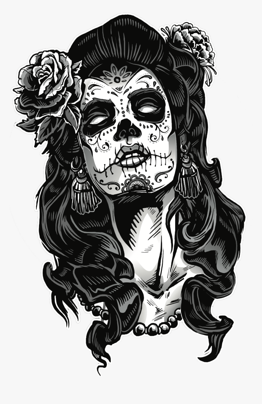 Clip Art Collection Of Free Chicano - Dia De Los Muertos Skull Woman, HD Png Download, Free Download