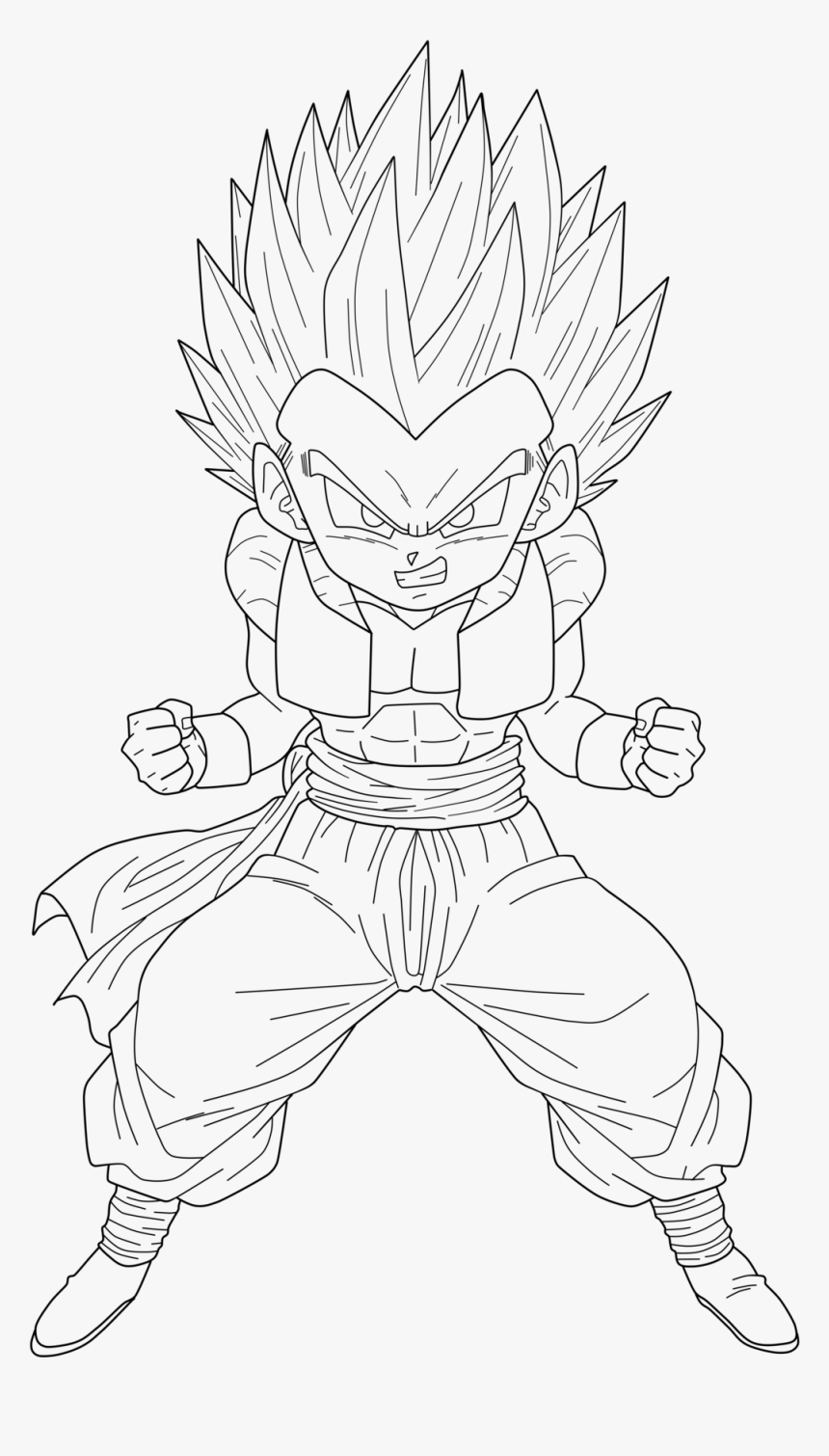 Super Saiyan Goten Lineart - Super Saiyan Gotenks Drawing, HD Png Download, Free Download