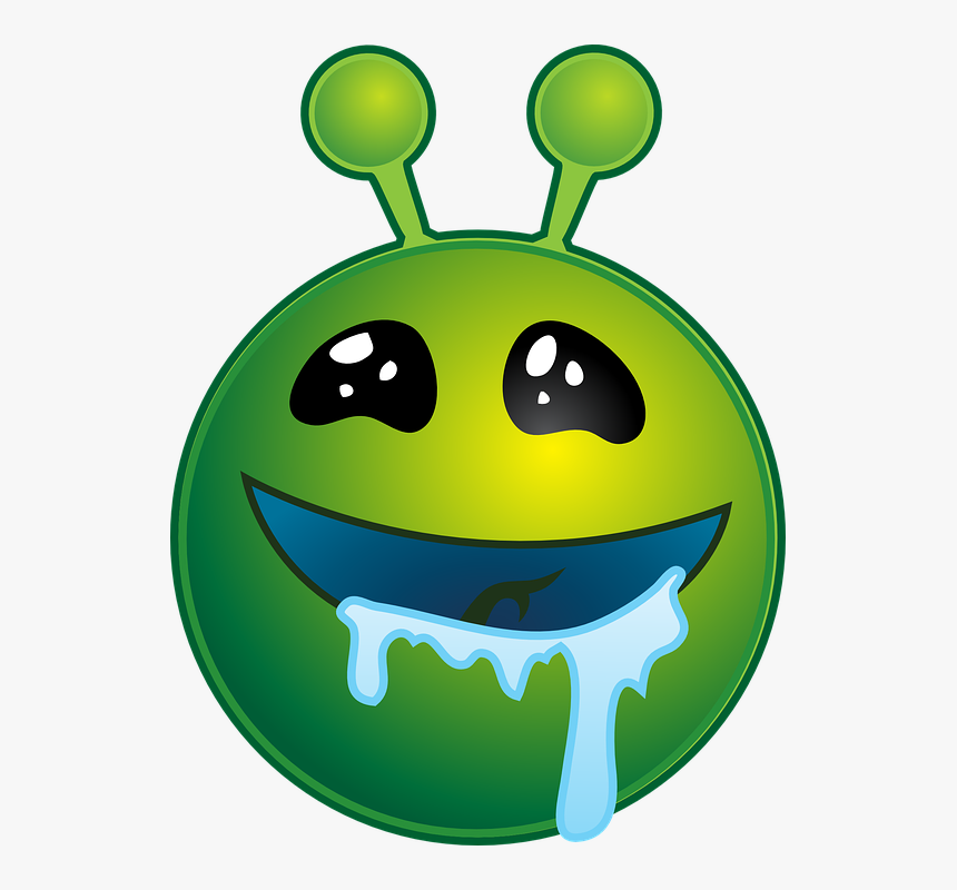 Drooling, Alien, Green, Smiley, Face, Drool, Emoticon - Alien Smiley, HD Png Download, Free Download