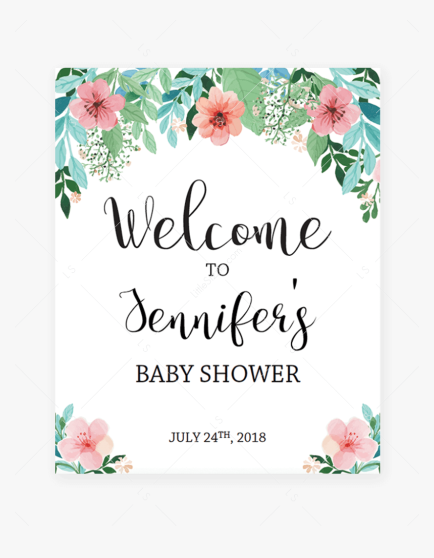 Floral Shower Welcome Sign Printable By Littlesizzle - Printable Baby Shower Predictions, HD Png Download, Free Download