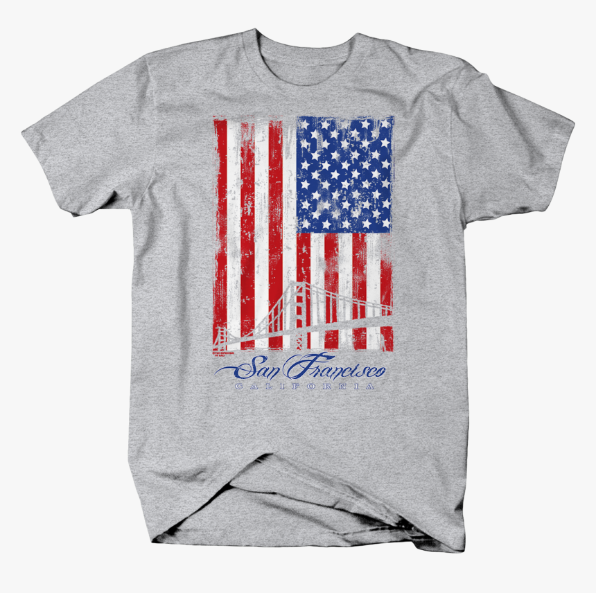 San Francisco California Bridge In Distressed Usa Flag - Color Guard Mom Shirts, HD Png Download, Free Download