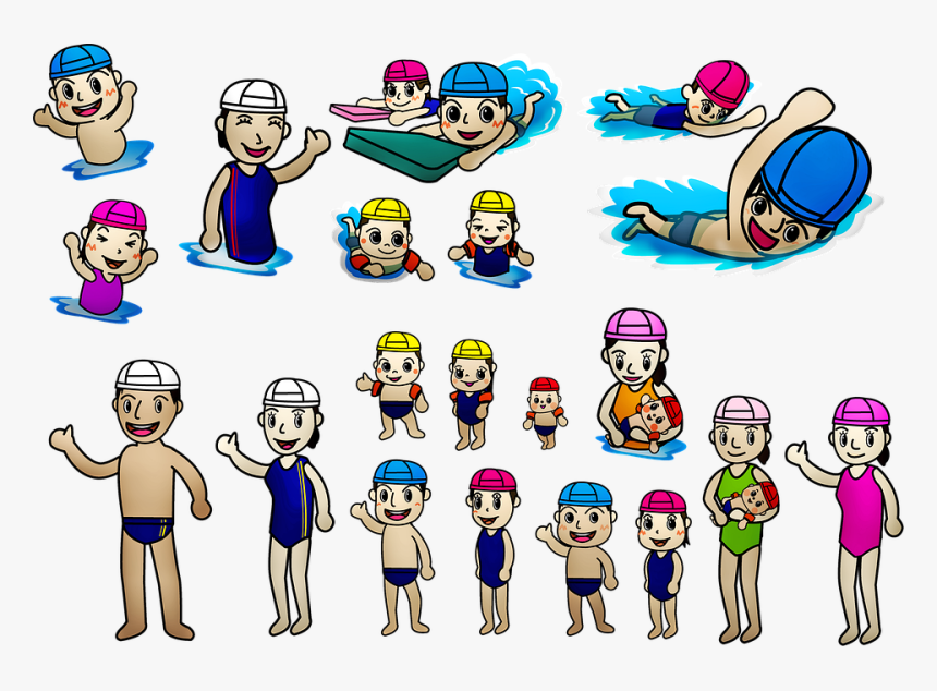 Kawaii People Swimming, Swimming People, Kawaii, Swim - スイミング イラスト, HD Png Download, Free Download