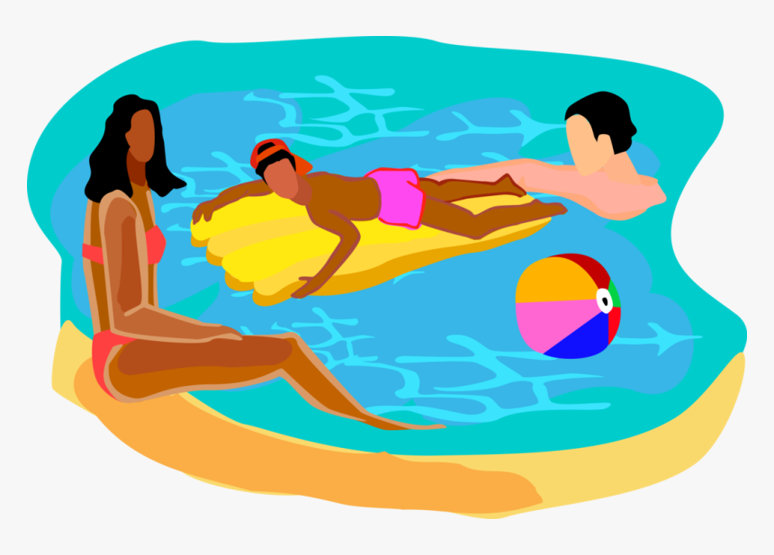 Vector Illustration Of Family Swim And Relax In Swimming - People Relaxing In A Pool, HD Png Download, Free Download