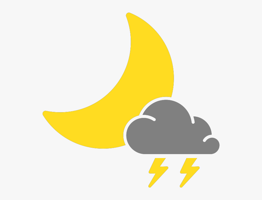 Simple Weather Icons Scattered Thunderstorms Night - Scattered Thunderstorm At Night, HD Png Download, Free Download