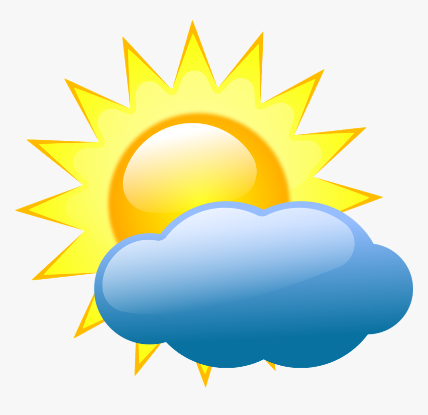 Partly Cloudy Summer Sun And Cloud Clip Art Weather - Weather Symbol For Partly Cloudy, HD Png Download, Free Download