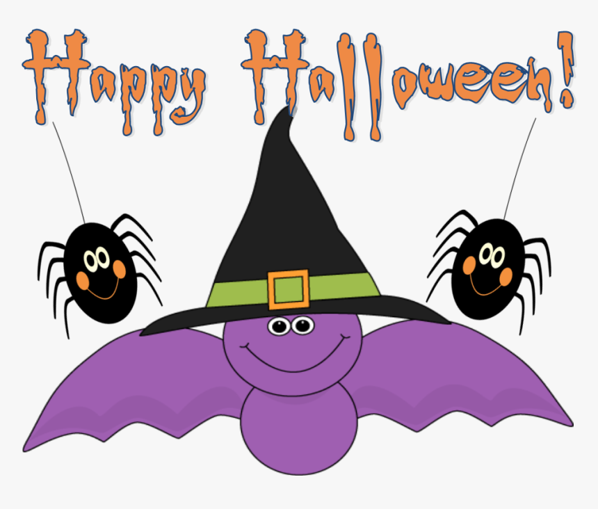 Bat With Witchs Hat And Spiders - Cute Halloween Witch Hats, HD Png Download, Free Download