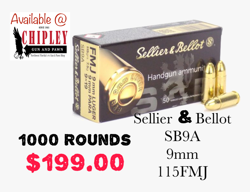 Sellier Bellot 9mm Ammo, HD Png Download, Free Download