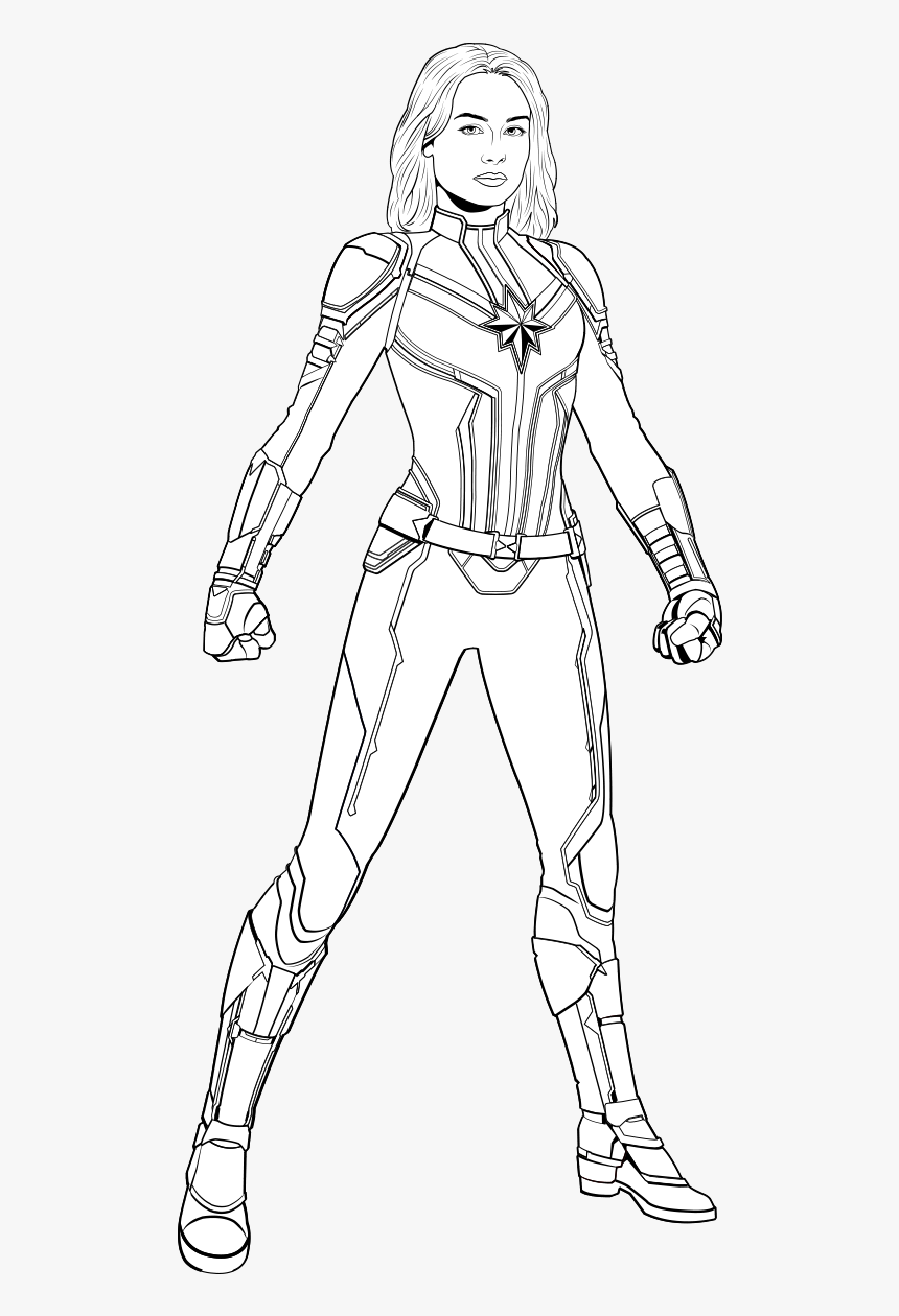 Captain Marvel Black And White, HD Png Download, Free Download