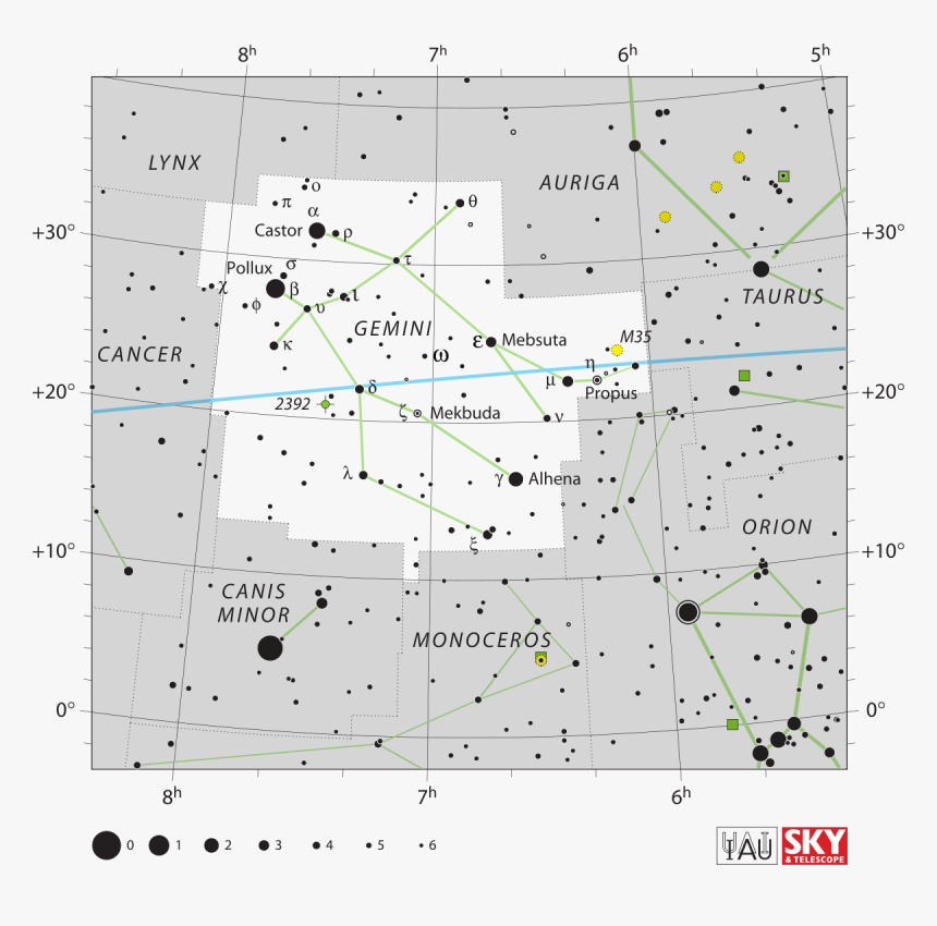 Gemini Constellation Map, HD Png Download, Free Download