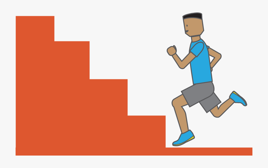 Student Running Up Steps - Running Across Finish Line, HD Png Download, Free Download