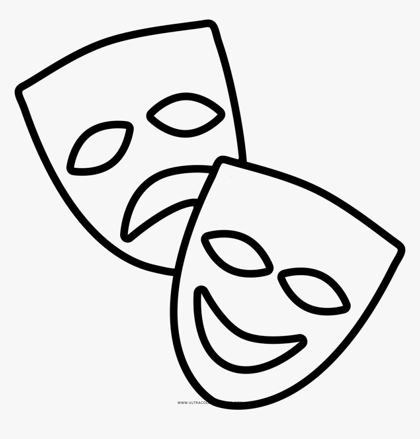 Theatre Mask Drama Drawing Tragedy - Drama Drawing, HD Png Download, Free Download
