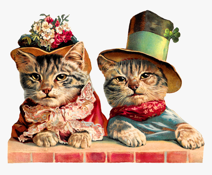 Cats Animal Image Humorous Victorian Image Clipart - Victorian Cats, HD Png Download, Free Download